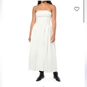 WeWoreWhat White Corset Ruched Dress, Size 6. NWT